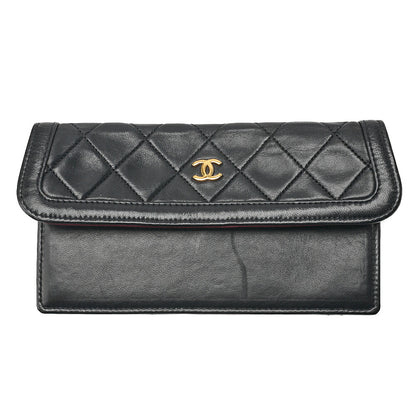 CHANEL Shoulder BagMatelasse Design Flap Chain Shoulder Lambskin Black Gold-Tone Hardware, Pre-Owned