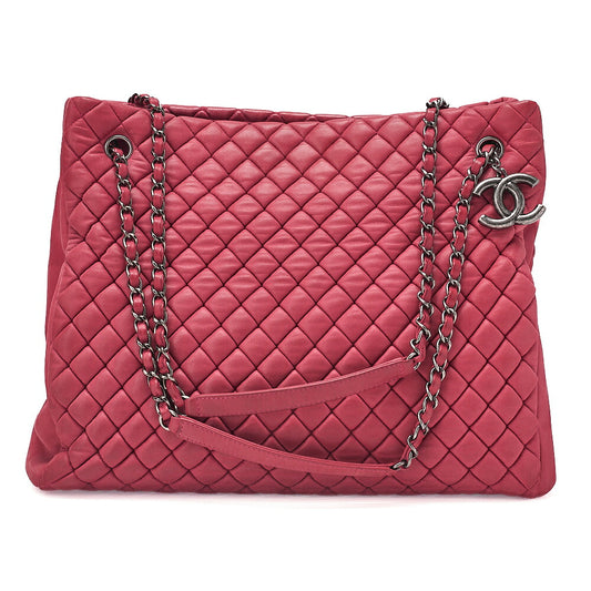 CHANEL Sparkle LeatherMatelasse Coco Charm Chain Shoulder Red Vintage-Tone Hardware, Pre-Owned