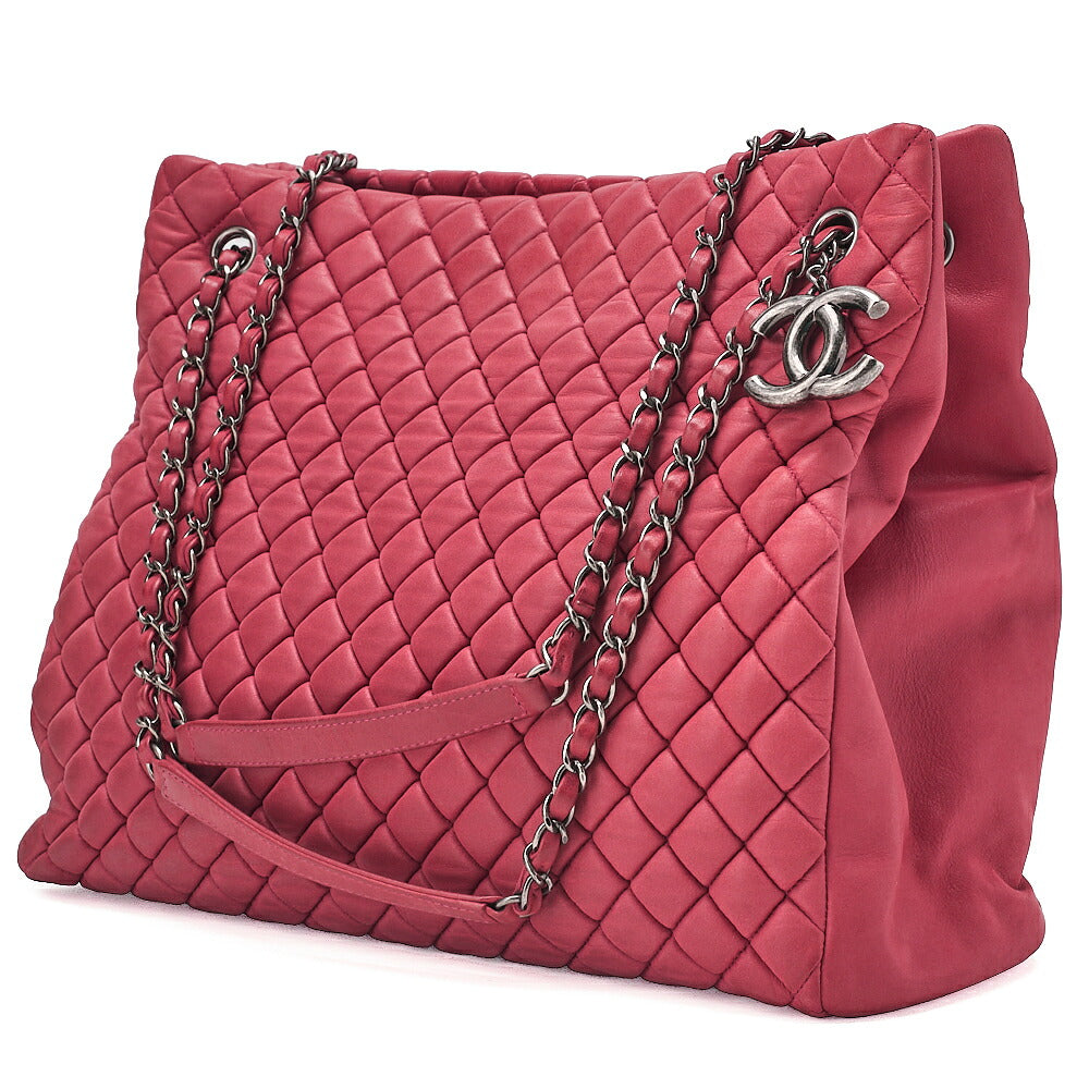 CHANEL Sparkle LeatherMatelasse Coco Charm Chain Shoulder Red Vintage-Tone Hardware, Pre-Owned