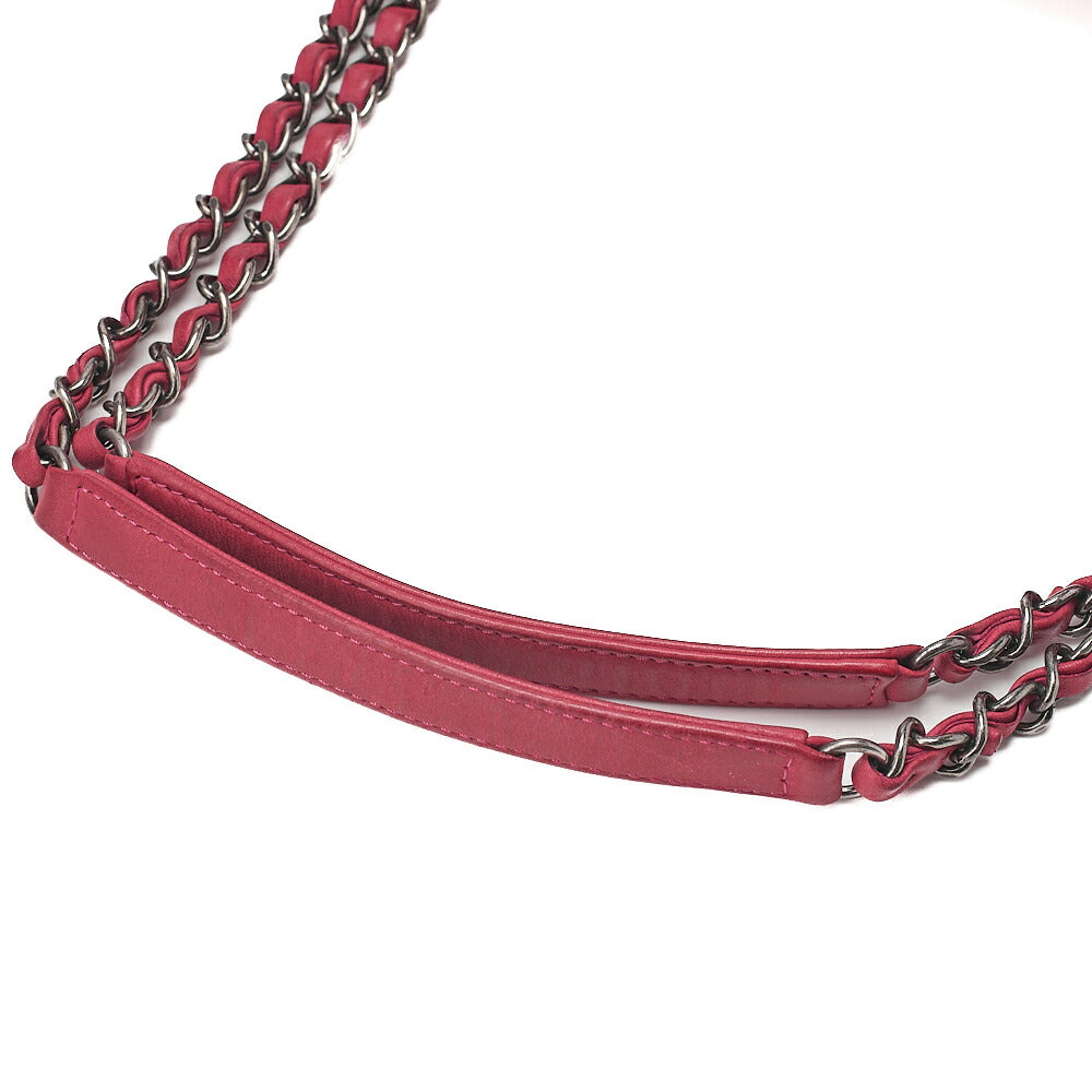 CHANEL Sparkle LeatherMatelasse Coco Charm Chain Shoulder Red Vintage-Tone Hardware, Pre-Owned