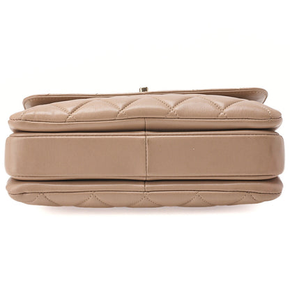 CHANEL ChanelMatelasse Square Trendy CC 2-Way Chain Shoulder Lambskin Beige Gold-Tone Hardware, Pre-Owned