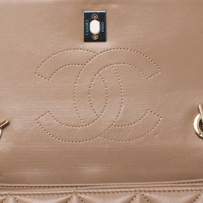 CHANEL ChanelMatelasse Square Trendy CC 2-Way Chain Shoulder Lambskin Beige Gold-Tone Hardware, Pre-Owned