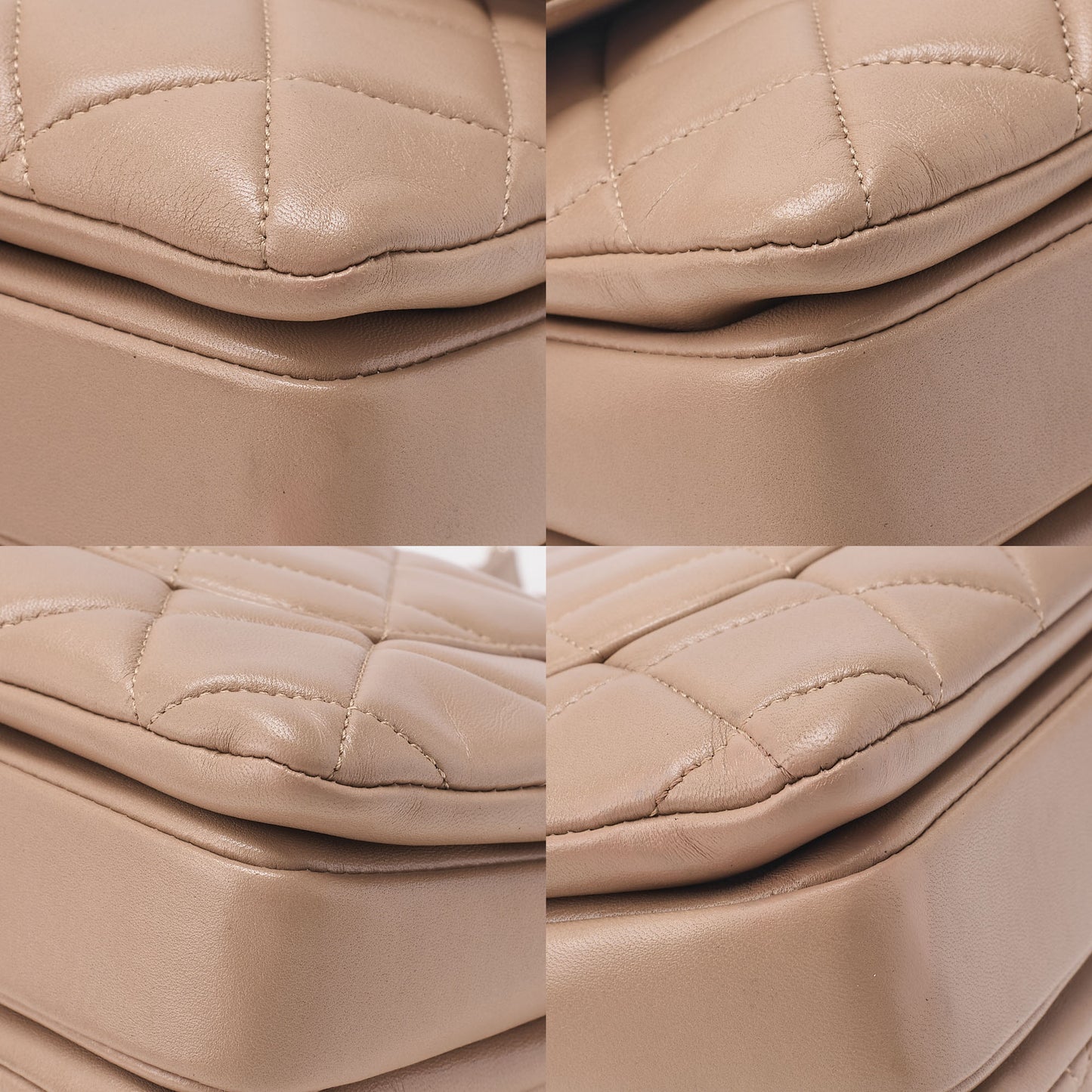 CHANEL ChanelMatelasse Square Trendy CC 2-Way Chain Shoulder Lambskin Beige Gold-Tone Hardware, Pre-Owned