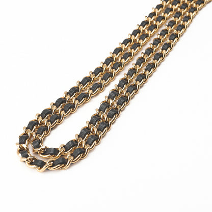 CHANEL Lambskin Matelasse Chain Wallet with Charm Black Gold-Tone Hardware, Pre-Owned