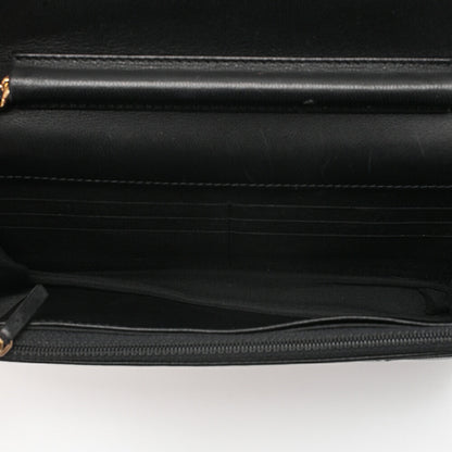 CHANEL Lambskin Matelasse Chain Wallet with Charm Black Gold-Tone Hardware, Pre-Owned