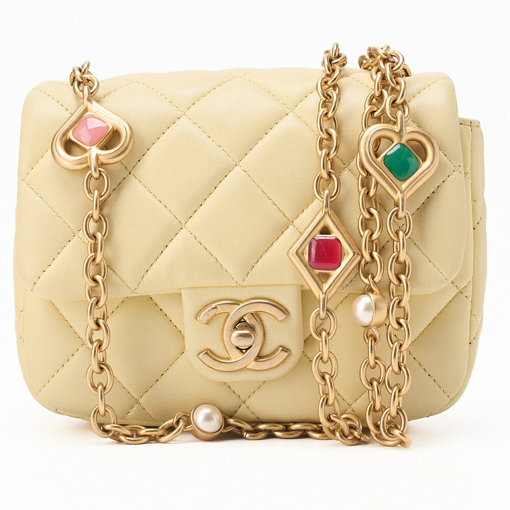 CHANEL Lambskin Minimat Telass? Gripore Chain Shoulder Yellow Gold-Tone Hardware, Pre-Owned