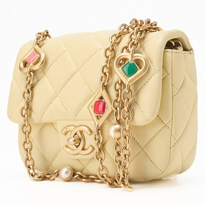 CHANEL Lambskin Minimat Telass? Gripore Chain Shoulder Yellow Gold-Tone Hardware, Pre-Owned