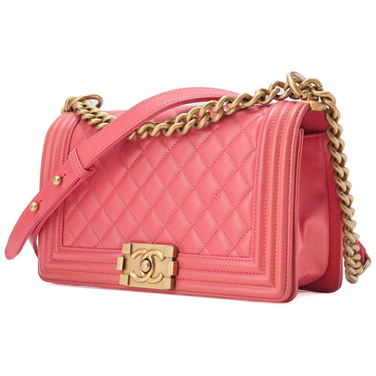 CHANEL Caviar Skin Boy Chanel 25 Chain Shoulder Pink Gold-Tone Hardware, Pre-Owned