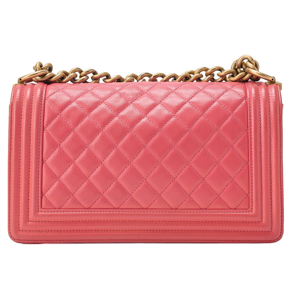 CHANEL Caviar Skin Boy Chanel 25 Chain Shoulder Pink Gold-Tone Hardware, Pre-Owned