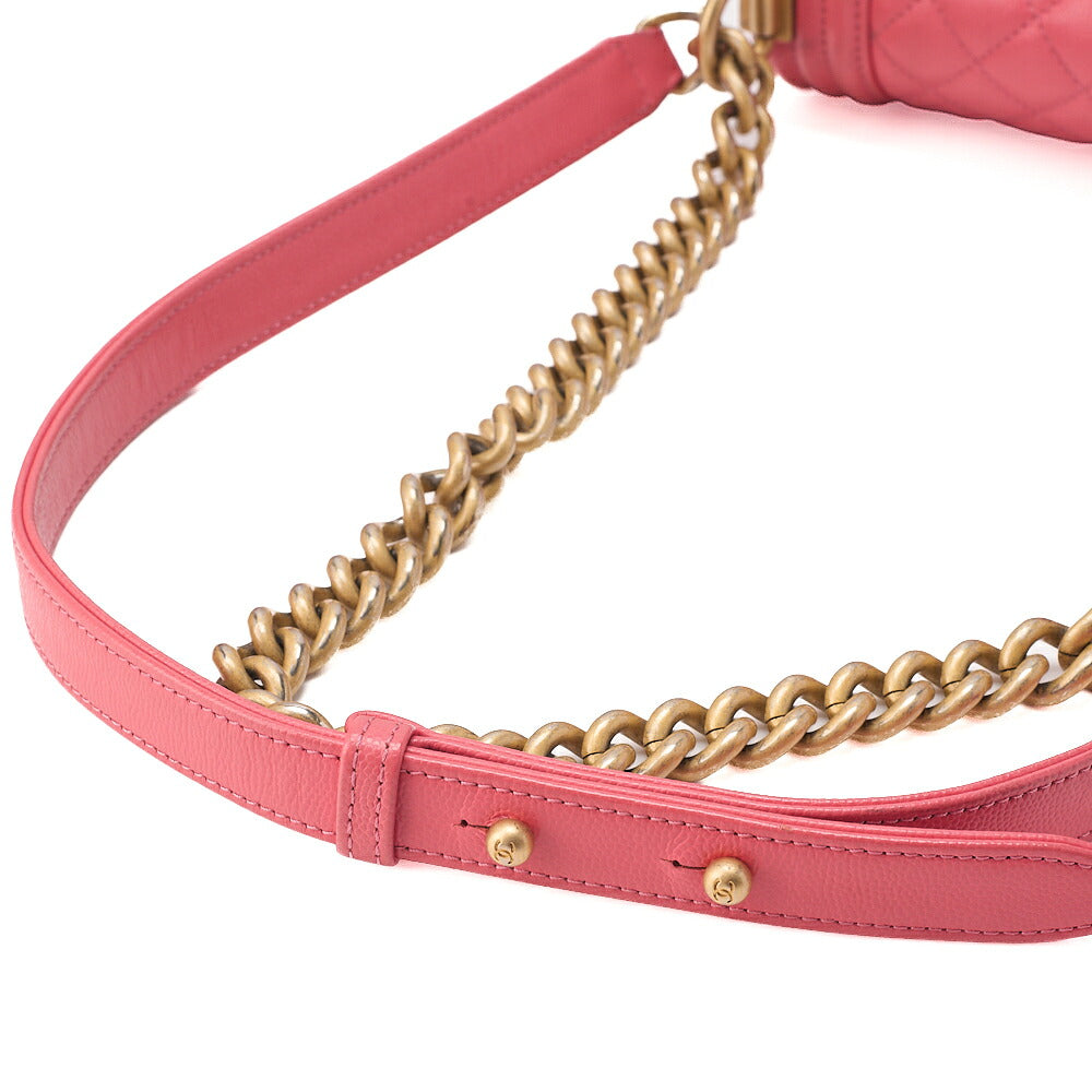 CHANEL Caviar Skin Boy Chanel 25 Chain Shoulder Pink Gold-Tone Hardware, Pre-Owned