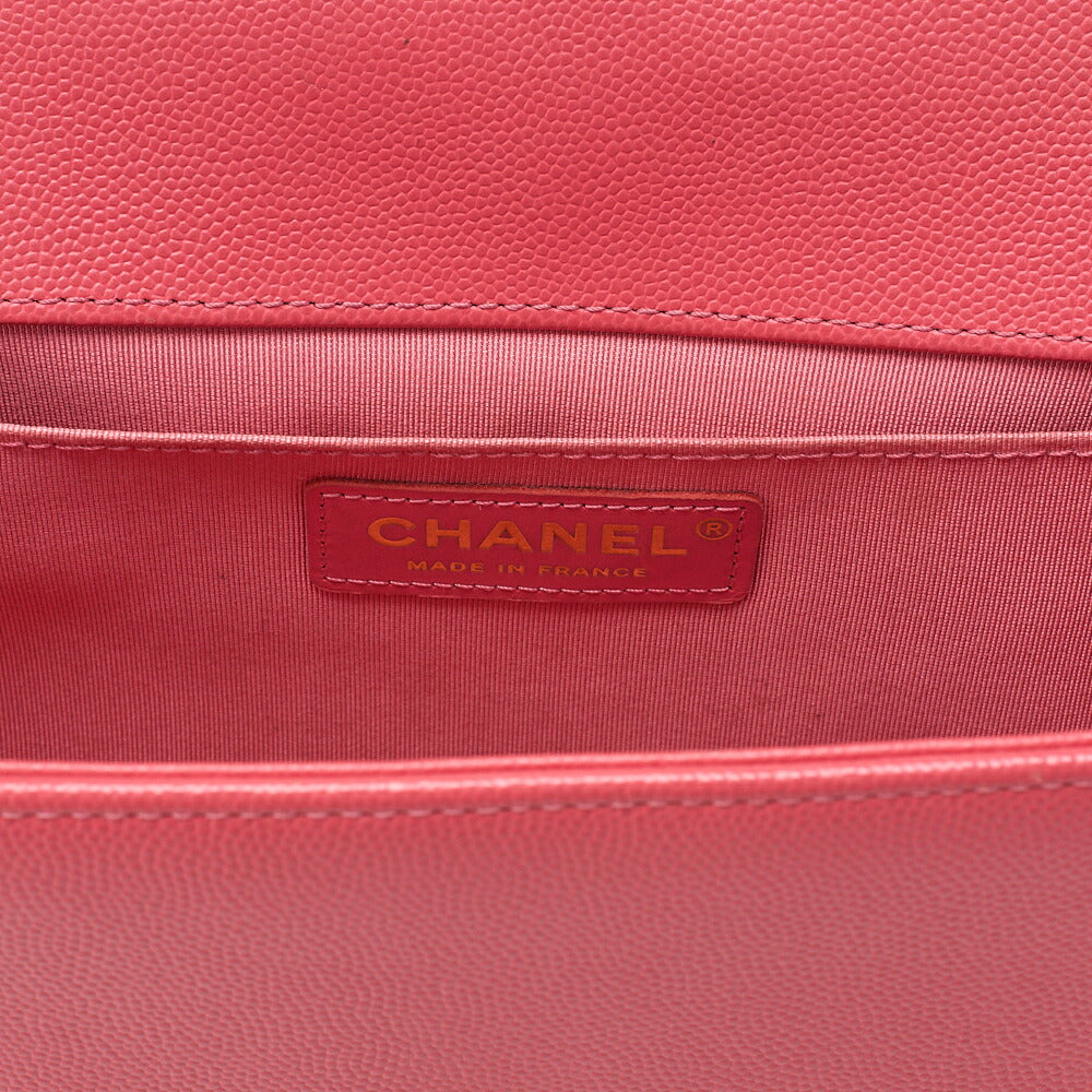 CHANEL Caviar Skin Boy Chanel 25 Chain Shoulder Pink Gold-Tone Hardware, Pre-Owned