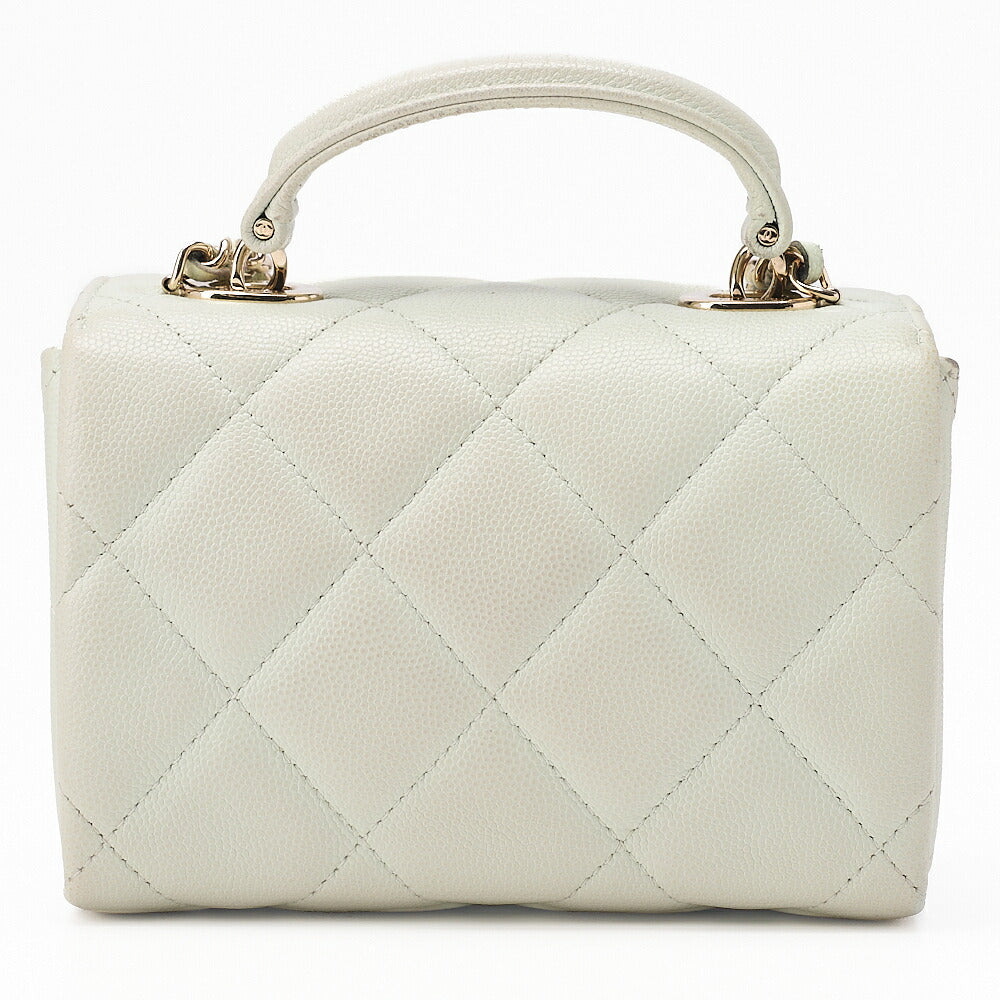 CHANEL Caviar Skin Matelasse 2WAY Handbag Chain Shoulder Light Green Gold-Tone Hardware, Pre-Owned