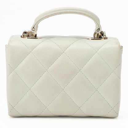 CHANEL Caviar Skin Matelasse 2WAY Handbag Chain Shoulder Light Green Gold-Tone Hardware, Pre-Owned