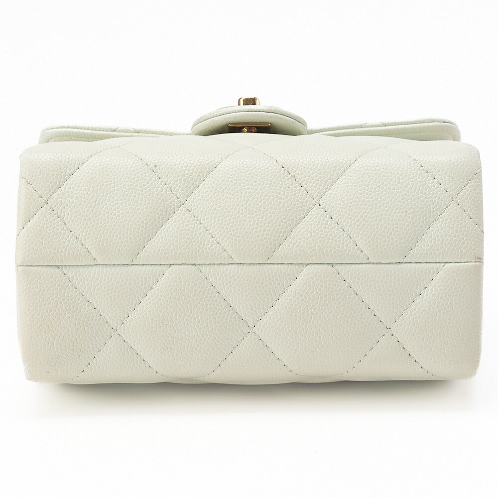CHANEL Caviar Skin Matelasse 2WAY Handbag Chain Shoulder Light Green Gold-Tone Hardware, Pre-Owned