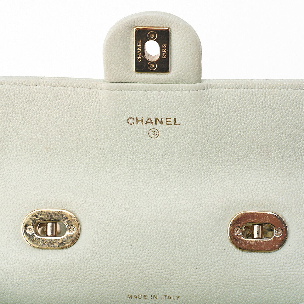CHANEL Caviar Skin Matelasse 2WAY Handbag Chain Shoulder Light Green Gold-Tone Hardware, Pre-Owned