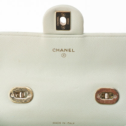 CHANEL Caviar Skin Matelasse 2WAY Handbag Chain Shoulder Light Green Gold-Tone Hardware, Pre-Owned