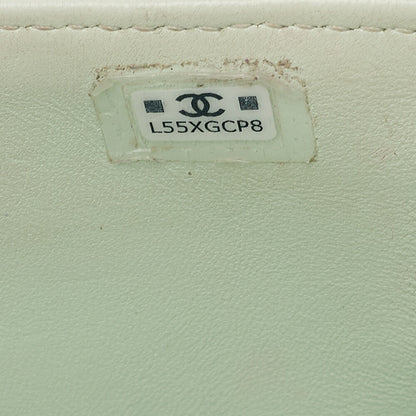 CHANEL Caviar Skin Matelasse 2WAY Handbag Chain Shoulder Light Green Gold-Tone Hardware, Pre-Owned