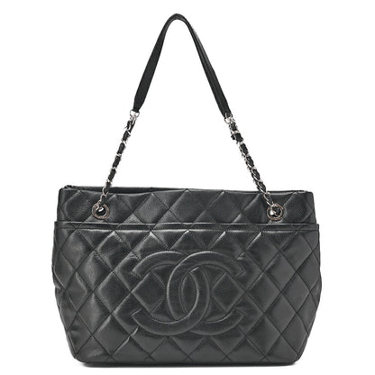 CHANEL Chanel Caviar Skin Matelasse Large Coco Mark Chain Tote Black Silver-Tone Hardware, Pre-Owned