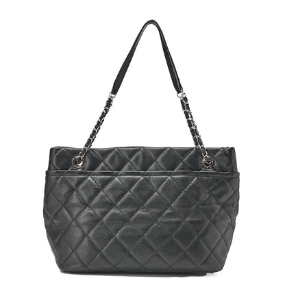 CHANEL Chanel Caviar Skin Matelasse Large Coco Mark Chain Tote Black Silver-Tone Hardware, Pre-Owned