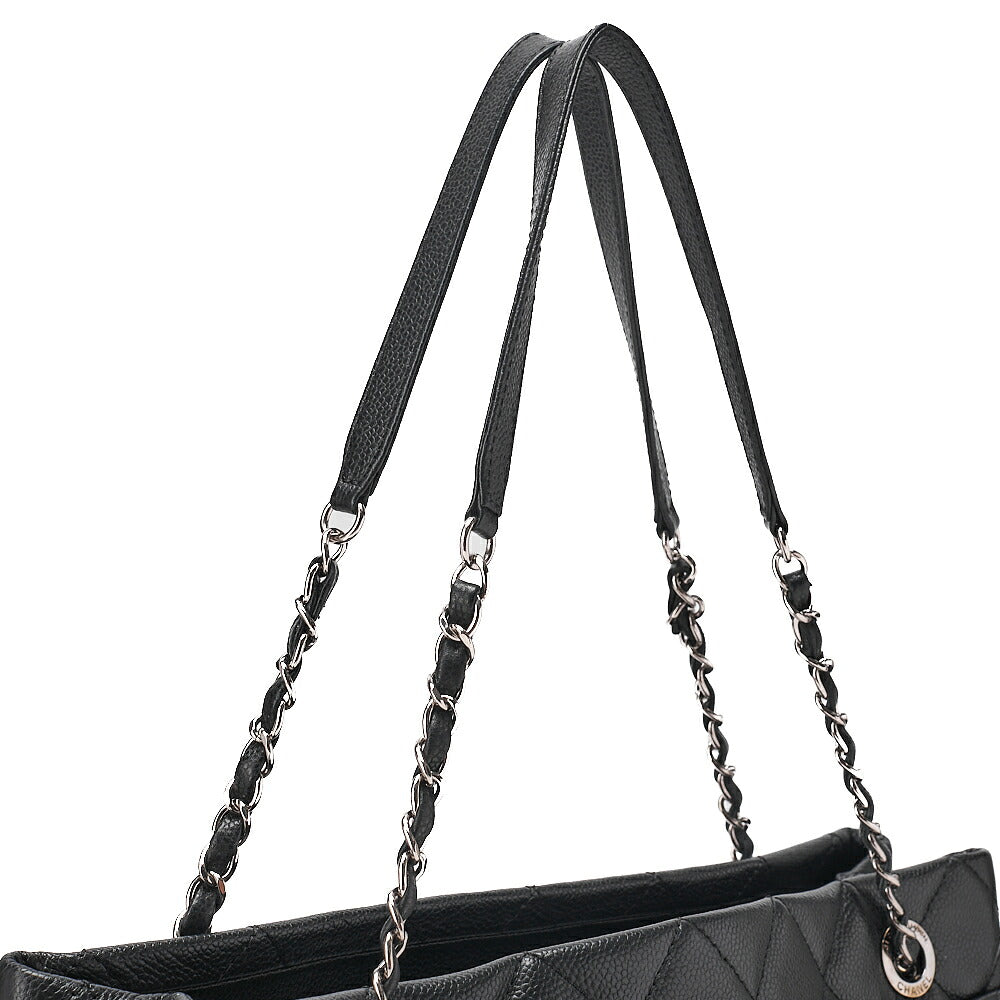 CHANEL Chanel Caviar Skin Matelasse Large Coco Mark Chain Tote Black Silver-Tone Hardware, Pre-Owned