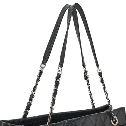 CHANEL Chanel Caviar Skin Matelasse Large Coco Mark Chain Tote Black Silver-Tone Hardware, Pre-Owned