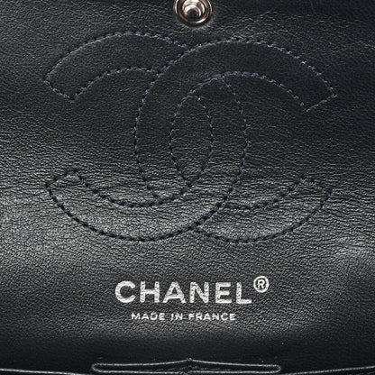CHANEL Cotton Union Jacklock Double Flap Chain Shoulder Navy Silver-Tone Hardware, Pre-Owned