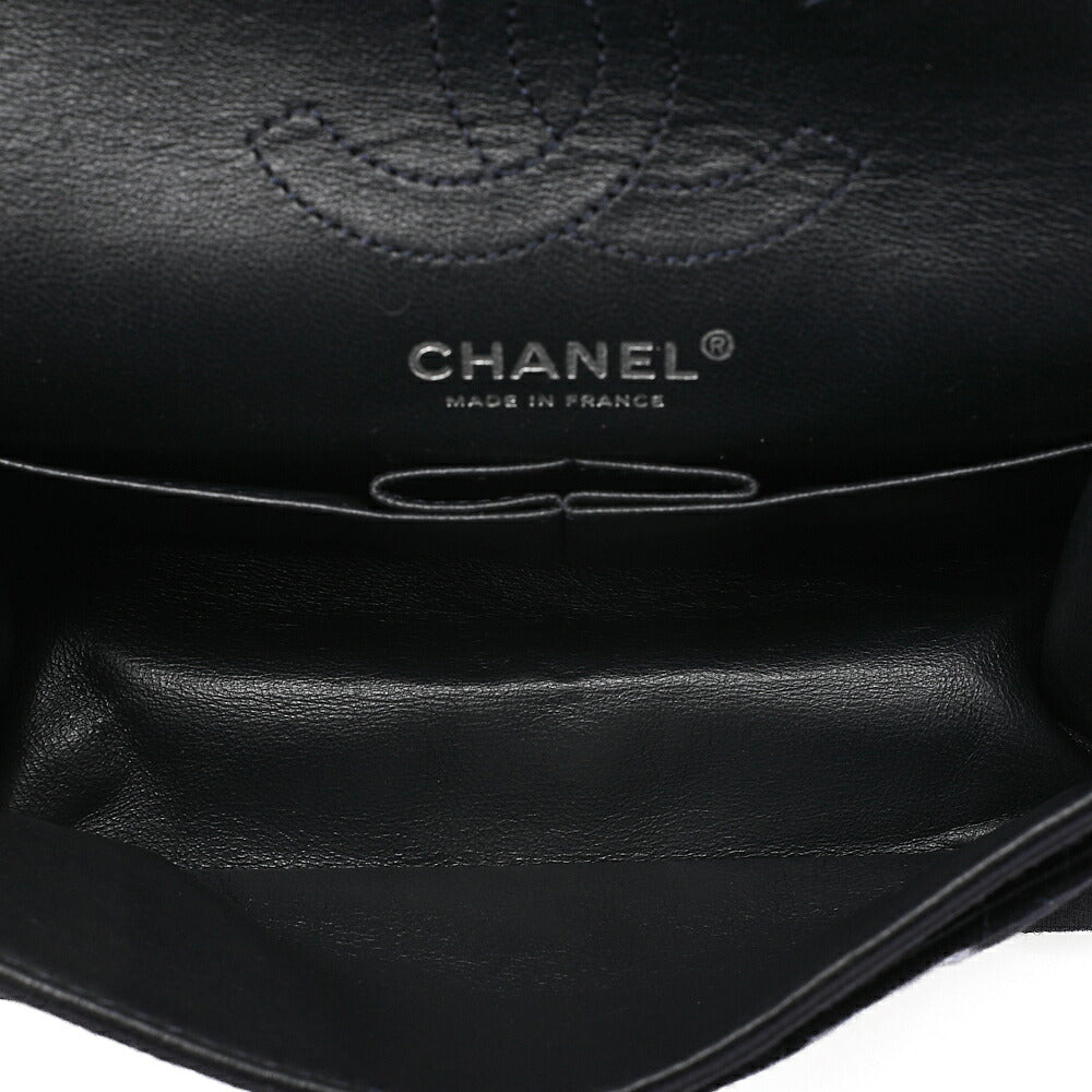 CHANEL Cotton Union Jacklock Double Flap Chain Shoulder Navy Silver-Tone Hardware, Pre-Owned