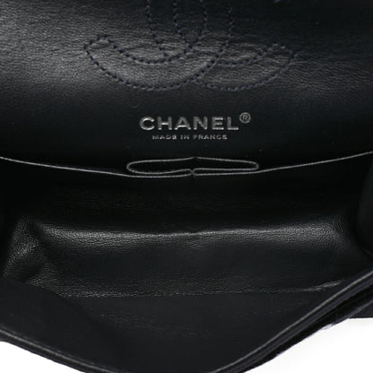CHANEL Cotton Union Jacklock Double Flap Chain Shoulder Navy Silver-Tone Hardware, Pre-Owned