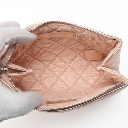 CHANEL Lambskin Matelasse Pouch Pink Gold Silver-Tone Hardware, Pre-Owned