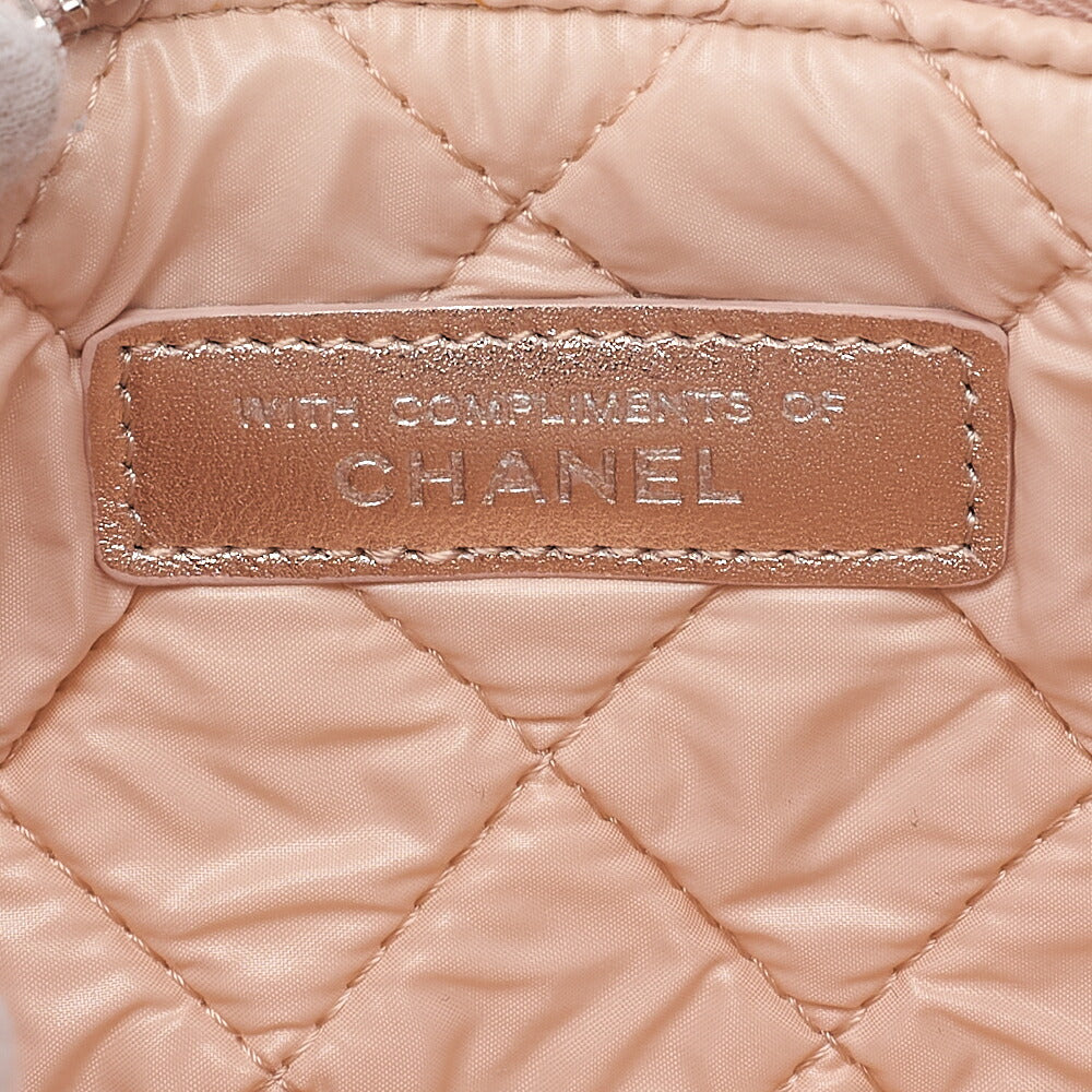 CHANEL Lambskin Matelasse Pouch Pink Gold Silver-Tone Hardware, Pre-Owned