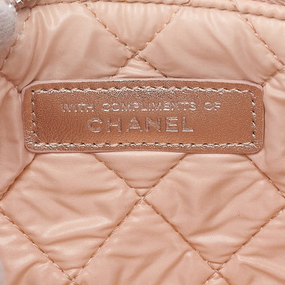 CHANEL Lambskin Matelasse Pouch Pink Gold Silver-Tone Hardware, Pre-Owned