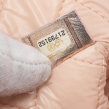 CHANEL Lambskin Matelasse Pouch Pink Gold Silver-Tone Hardware, Pre-Owned