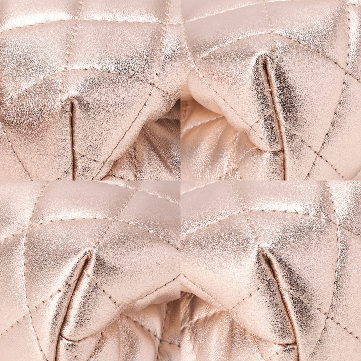 CHANEL Lambskin Matelasse Pouch Pink Gold Silver-Tone Hardware, Pre-Owned