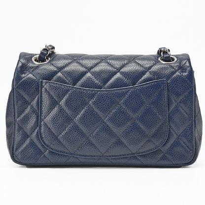 CHANEL Caviar Skin Mini Matelasse Chain Shoulder Navy Silver-Tone Hardware, Pre-Owned