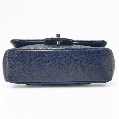 CHANEL Caviar Skin Mini Matelasse Chain Shoulder Navy Silver-Tone Hardware, Pre-Owned