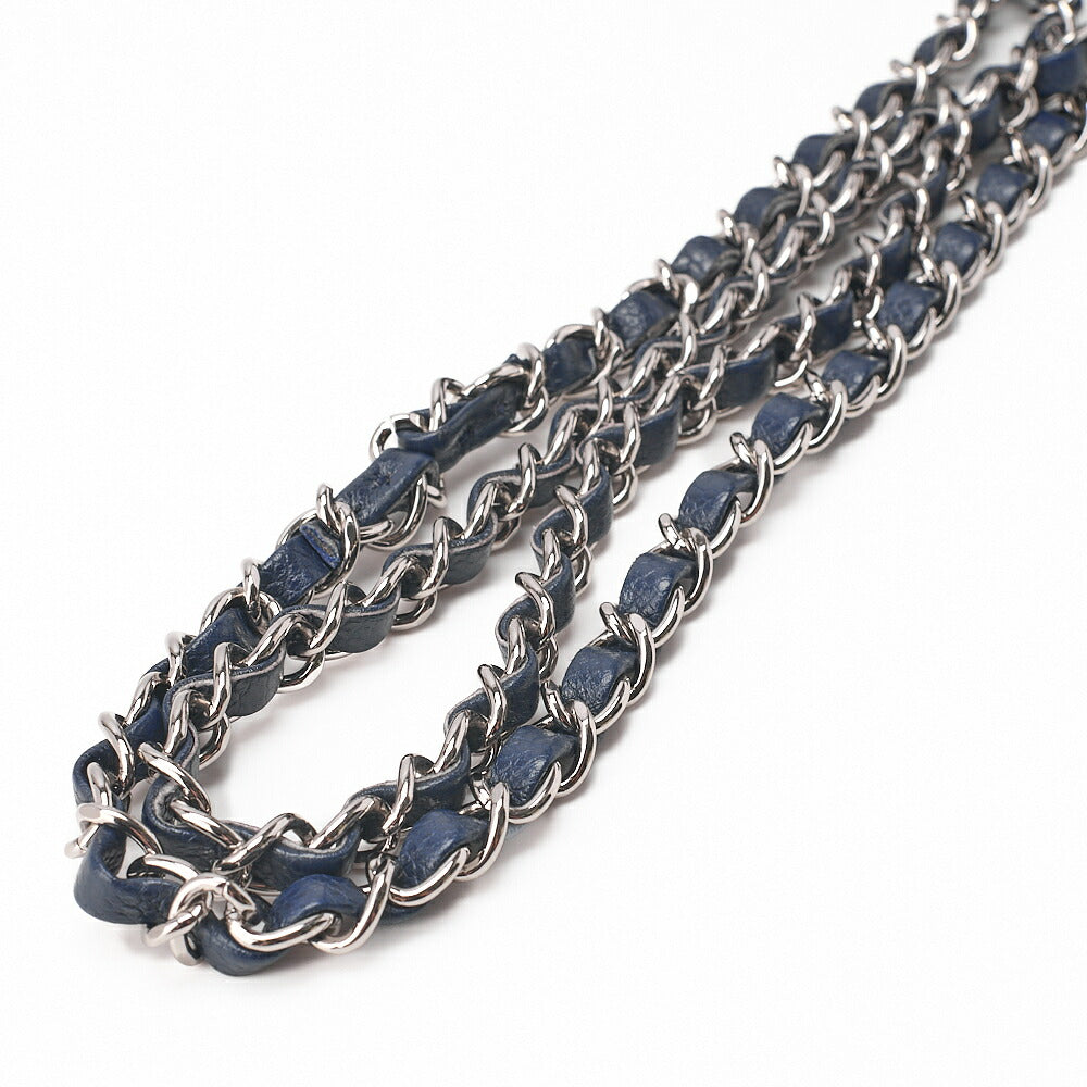 CHANEL Caviar Skin Mini Matelasse Chain Shoulder Navy Silver-Tone Hardware, Pre-Owned