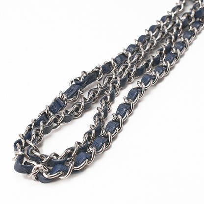 CHANEL Caviar Skin Mini Matelasse Chain Shoulder Navy Silver-Tone Hardware, Pre-Owned
