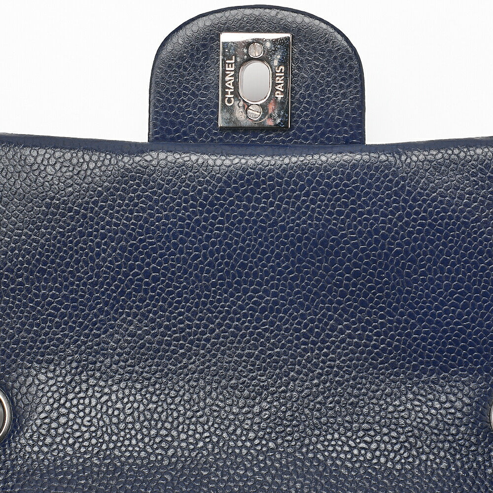 CHANEL Caviar Skin Mini Matelasse Chain Shoulder Navy Silver-Tone Hardware, Pre-Owned