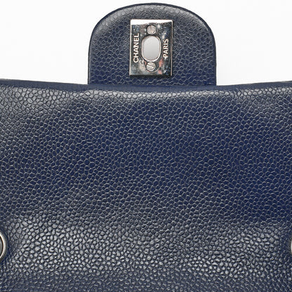 CHANEL Caviar Skin Mini Matelasse Chain Shoulder Navy Silver-Tone Hardware, Pre-Owned