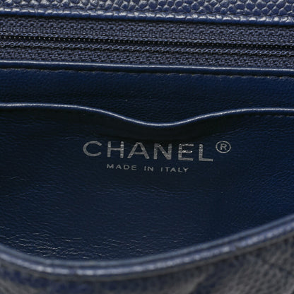 CHANEL Caviar Skin Mini Matelasse Chain Shoulder Navy Silver-Tone Hardware, Pre-Owned