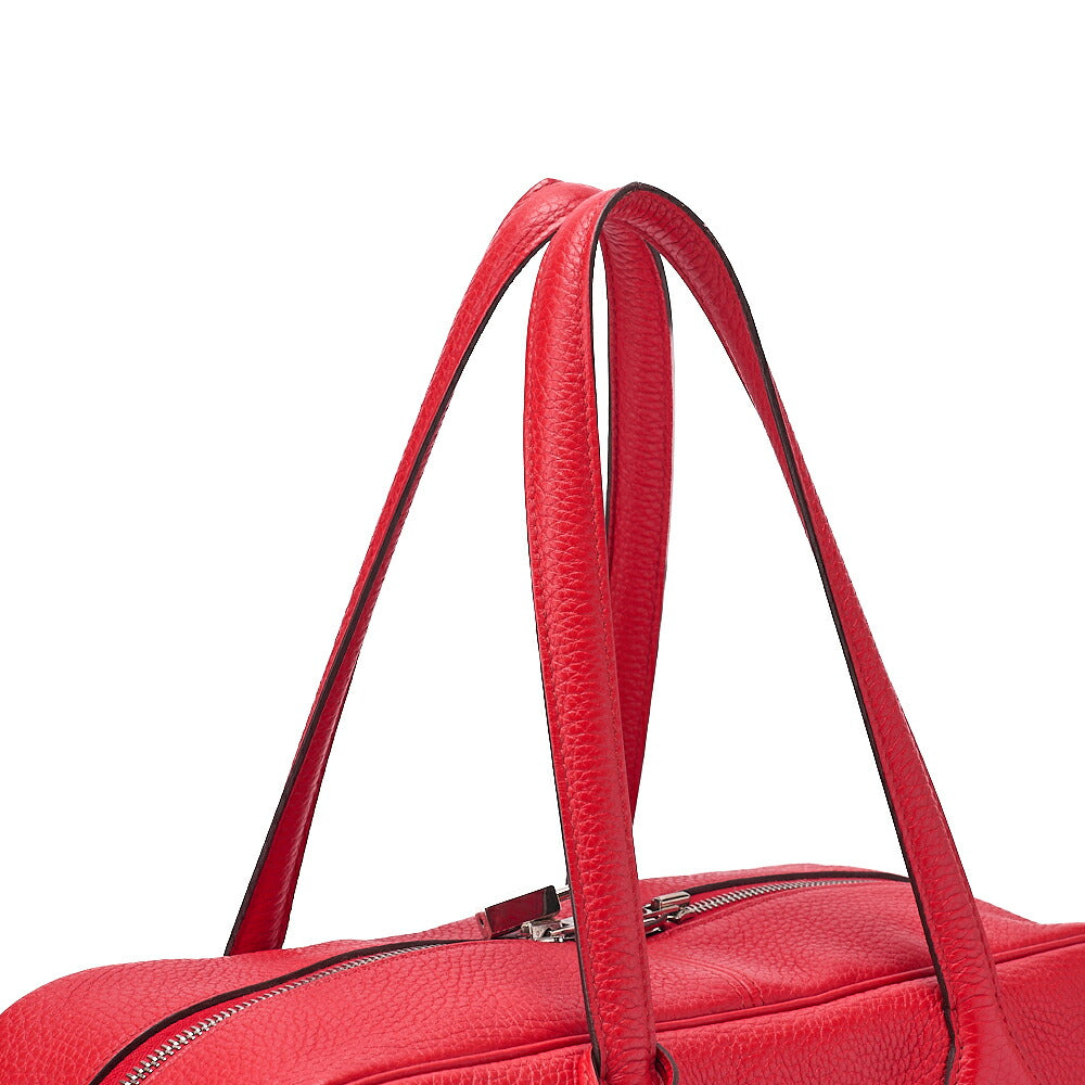 HERMES Victoria 35 Taurillon Shoulder Bag Rouge Silver -Tone Hardware, Pre-Owned