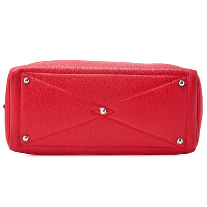 HERMES Victoria 35 Taurillon Shoulder Bag Rouge Silver -Tone Hardware, Pre-Owned