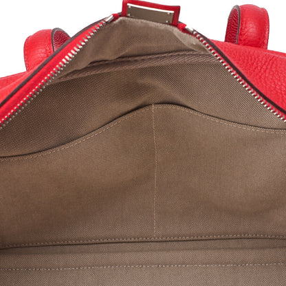 HERMES Victoria 35 Taurillon Shoulder Bag Rouge Silver -Tone Hardware, Pre-Owned