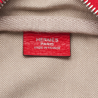 HERMES Victoria 35 Taurillon Shoulder Bag Rouge Silver -Tone Hardware, Pre-Owned