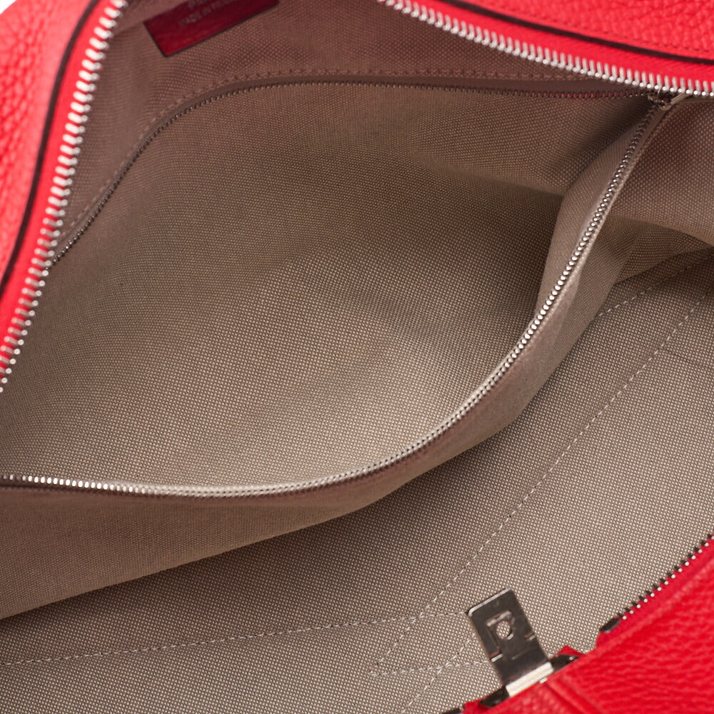 HERMES Victoria 35 Taurillon Shoulder Bag Rouge Silver -Tone Hardware, Pre-Owned