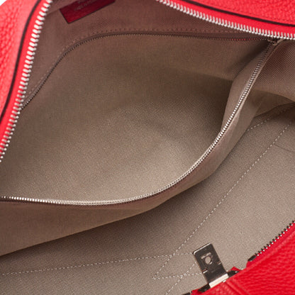 HERMES Victoria 35 Taurillon Shoulder Bag Rouge Silver -Tone Hardware, Pre-Owned