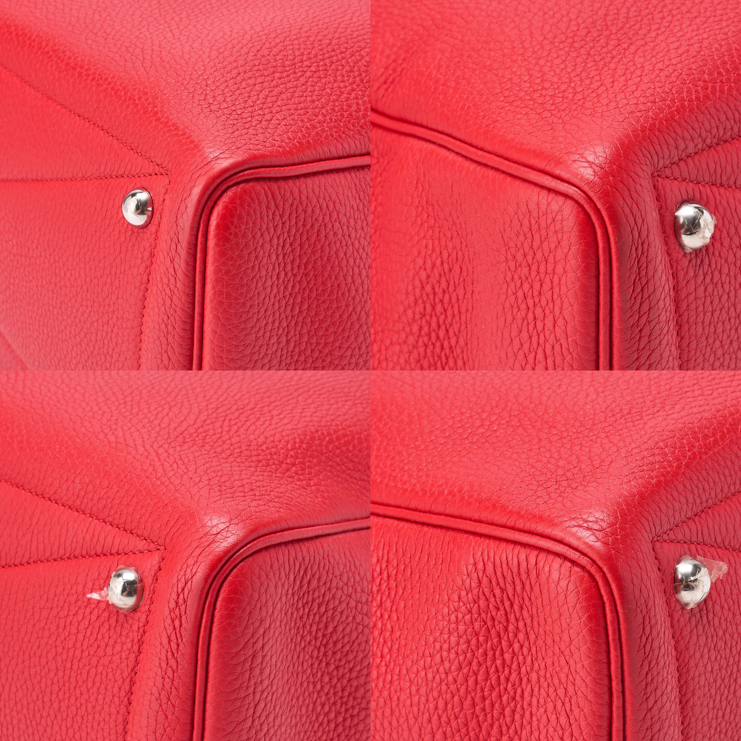 HERMES Victoria 35 Taurillon Shoulder Bag Rouge Silver -Tone Hardware, Pre-Owned