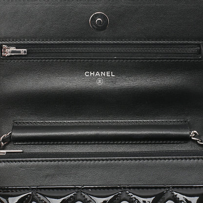 CHANEL Patent Matelasse Chain Wallet Red x Black Silver-Tone Hardware, Pre-Owned