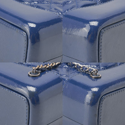 CHANEL Vintage Calf Gabrielle de Chanel Drawstring Chain Backpack Deep Blue Gold x Silver-Tone Hardware, Pre-Owned