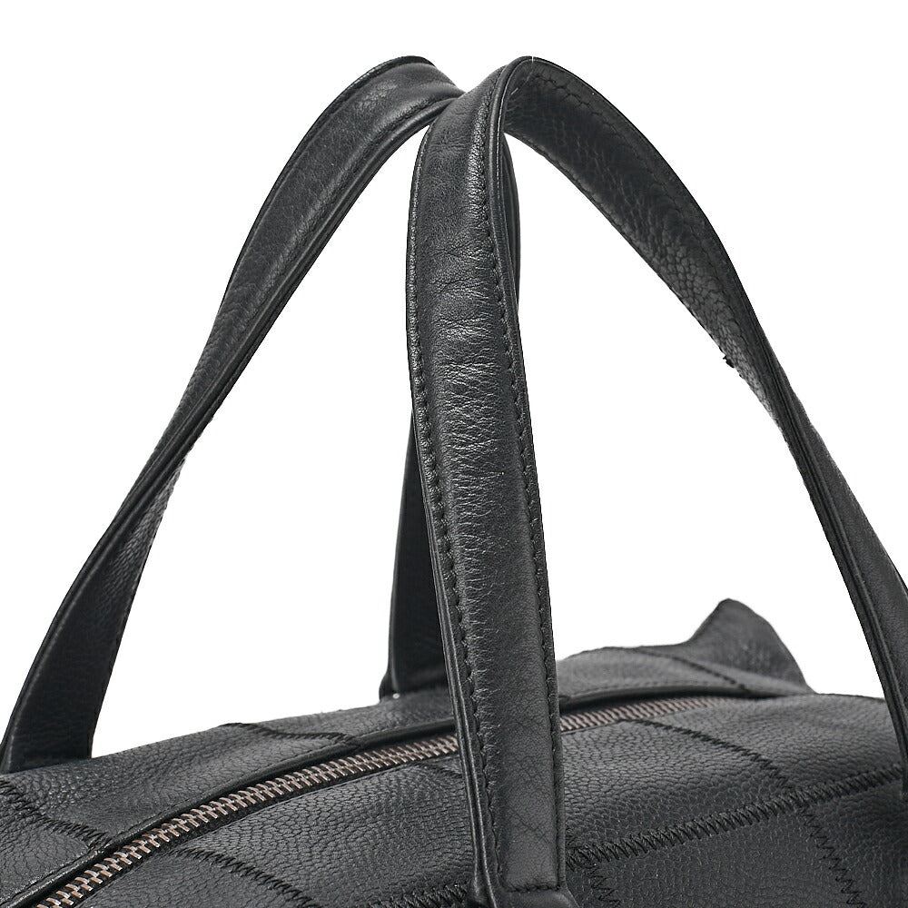 CHANEL Caviar Skin Choco Bar Logo Handbag Black Silver-Tone Hardware, Pre-Owned